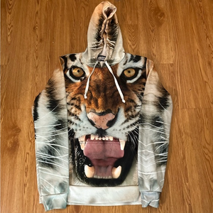 Unisex Beloved Brand Bengal‎ Tiger Huge Graphic Hoodie Size Small S Made in USA